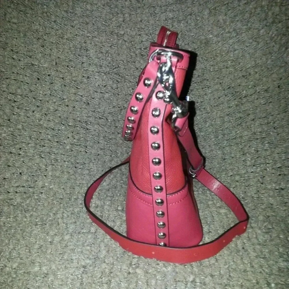 REBECCA MINKOFF-Blythe SM Convertible Hobo-Studded Scarlet Leather-NWT/Dustbag